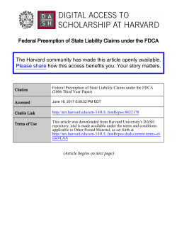Federal Preemption of State Liability Claims under the FDCA The