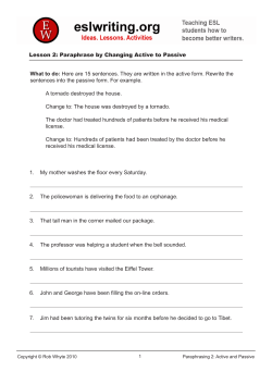 Paraphrase Writing by Changing Active to Passive Sentences
