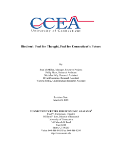 Biodiesel: Fuel for Thought, Fuel for Connecticut`s Future