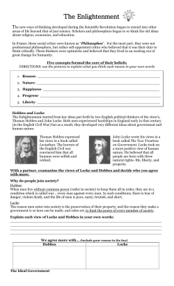 Enlightenment Philosophes Worksheet