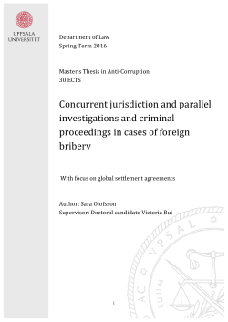 Concurrent jurisdiction and parallel investigations and criminal