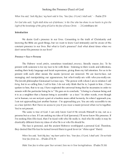 Seeking the Presence (Face) of God