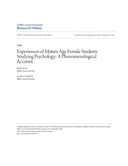 Experiences of Mature Age Female Students Studying Psychology