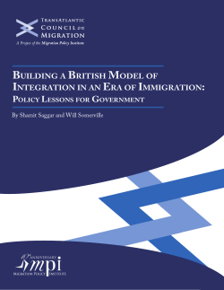 Building a British Model of Integration in an Era of Immigration