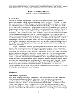 Politeness and Impoliteness - Lancaster EPrints