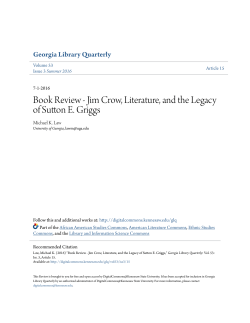 Jim Crow, Literature, and the Legacy of Sutton E. Griggs