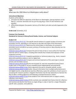 LESSON PLANS ON THE 1963 MARCH ON WASHINGTON