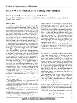 Heavy Water Fractionation during Transpiration1