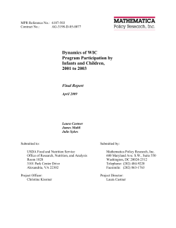 Dynamics of WIC Program Participation by Infants and Children