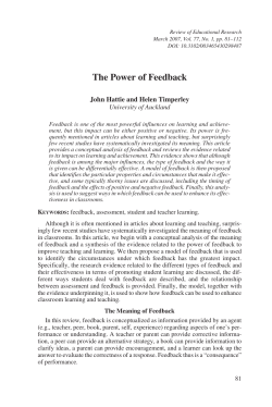 The Power of Feedback - Center for Teaching and Learning