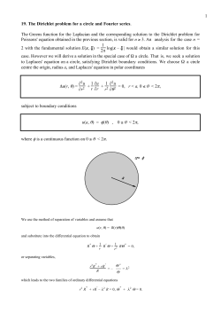 1 19. The Dirichlet problem for a circle and Fourier series. The