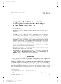 Comparative effects of 4-Cl-IAA and kinetin on photosynthesis