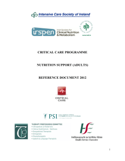 critical care programme nutrition support (adults) reference