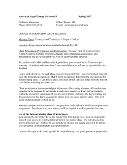 American Legal History Section 621 Spring 2017 Professor