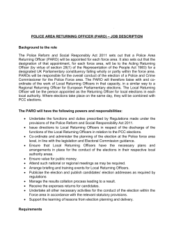POLICE AREA RETURNING OFFICER (PARO) &ndash; JOB