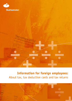 Information for foreign employees: About tax, tax deduction cards