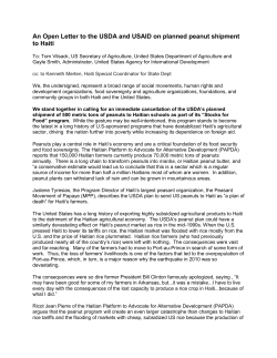 An Open Letter to the USDA and USAID on planned peanut