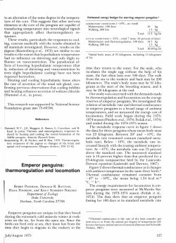 Emperor penguins: thermoregulation and locomotion