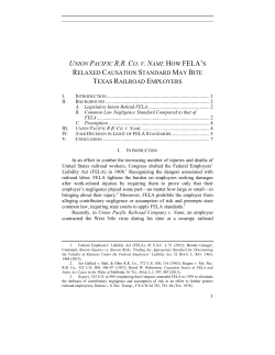 union pacific rr co. v. nami: how fela`s relaxed causation standard