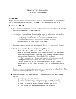 CHARACTER EDUCATION "Respect" Grades 9-12