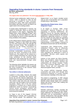 Upgrading living standards in slums: Lessons from Venezuela