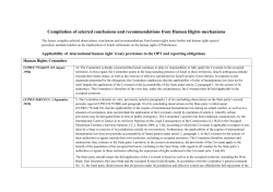 Selected Conclusions and Recommendations from