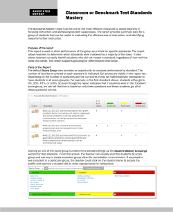 Classroom or Benchmark Test Standards Mastery