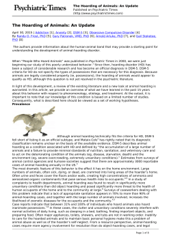 The Hoarding of Animals: An Update