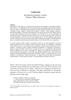 Introducing geminate writing: Plautus` Miles Gloriosus