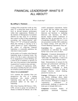 financial leadership: what`s it all about?