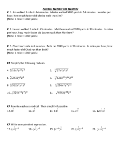 Algebra: Number and Quantity CI 1. Jim walked 1 mile in 24 minutes