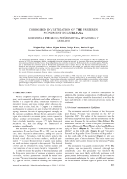 corrosion investigation of the pre[eren monument in ljubljana