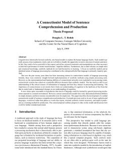 A Connectionist Model of Sentence Comprehension - TedLab