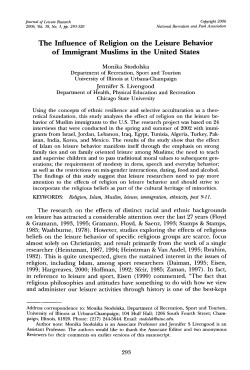 The Influence of Religion on the Leisure Behavior of Immigrant