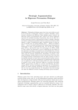 Strategic Argumentation in Rigorous Persuasion Dialogue - ARG-tech