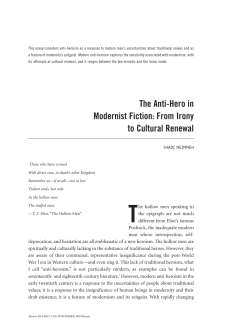The Anti-Hero in Modernist Fiction: From Irony to Cultural Renewal