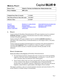 Genetic Testing For Hereditary Hemochromatosis