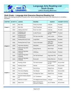 Language Arts Reading List Sixth Grade