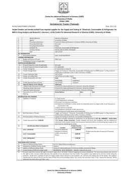 Invitation for Tender (National) - CARS