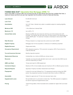 FANNIE MAE DUS&reg; Adjustable Rate Mortgage (ARM) 7-6