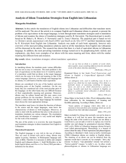 Analysis of Idiom Translation Strategies from English