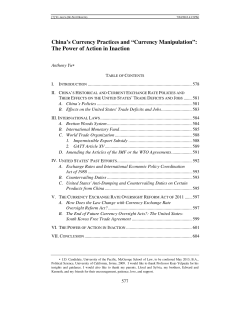 China`s Currency Practices and &ldquo;Currency Manipulation&rdquo;: The Power