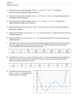 MTH 252 Midterm Review 1. Estimate the area under the graph of