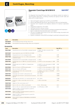 Centrifuges, Benchtop