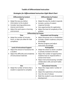 Toolkit of Differentiated Instruction Strategies for Differentiated