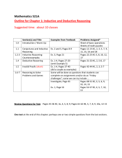 Mathematics 521A Outline for Chapter 1: Inductive and Deductive