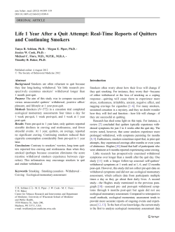 Life 1 Year After a Quit Attempt: Real-Time Reports of - UW-CTRI