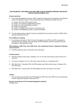PRA Rulebook: CRR Firms: Non CRR Firms: Non Authorised