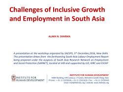 Challenges of Inclusive Growth and Decent Employment in South Asia