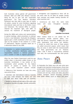 Federation and Federalism - Parliament of Western Australia